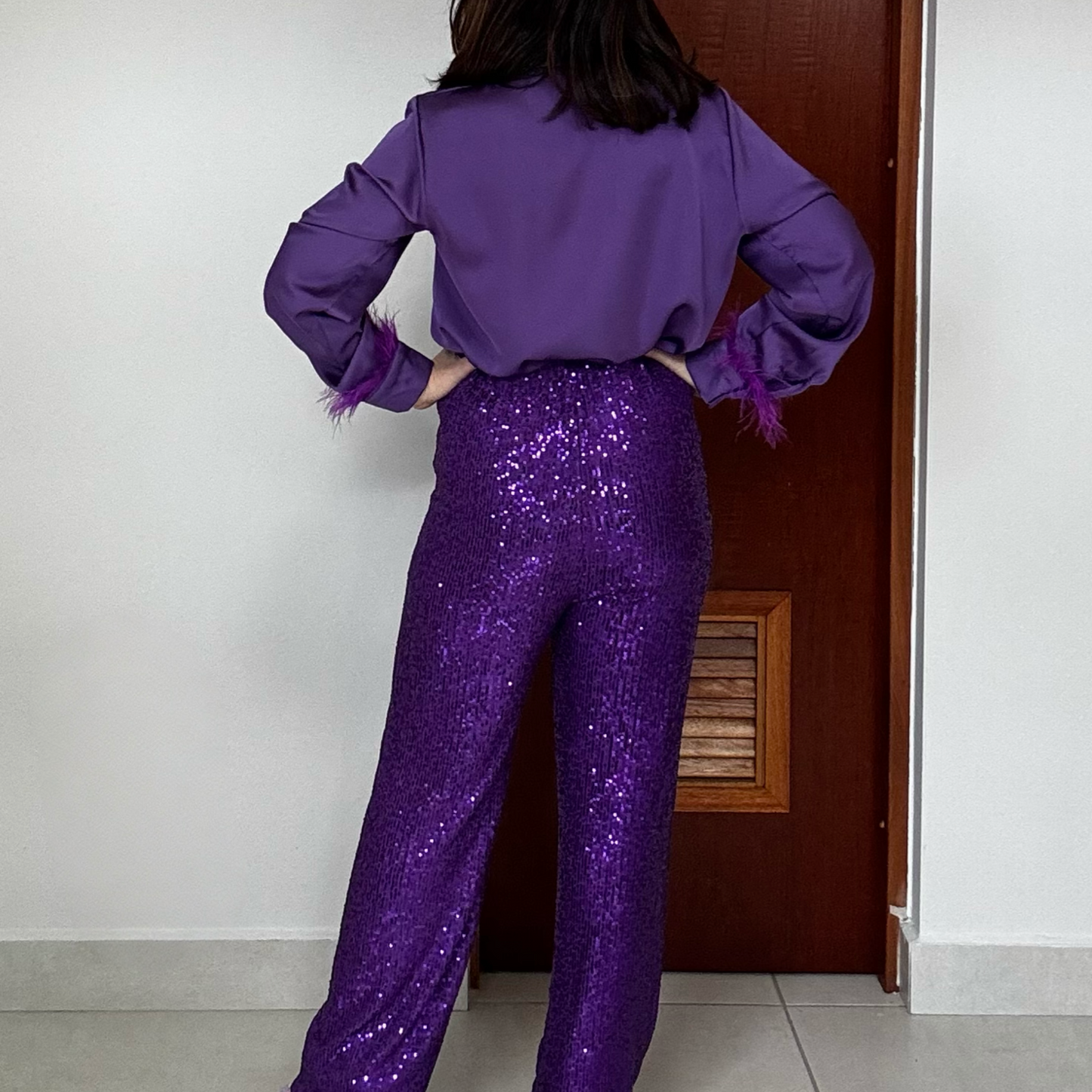 Pantalón lentejuelas violetas