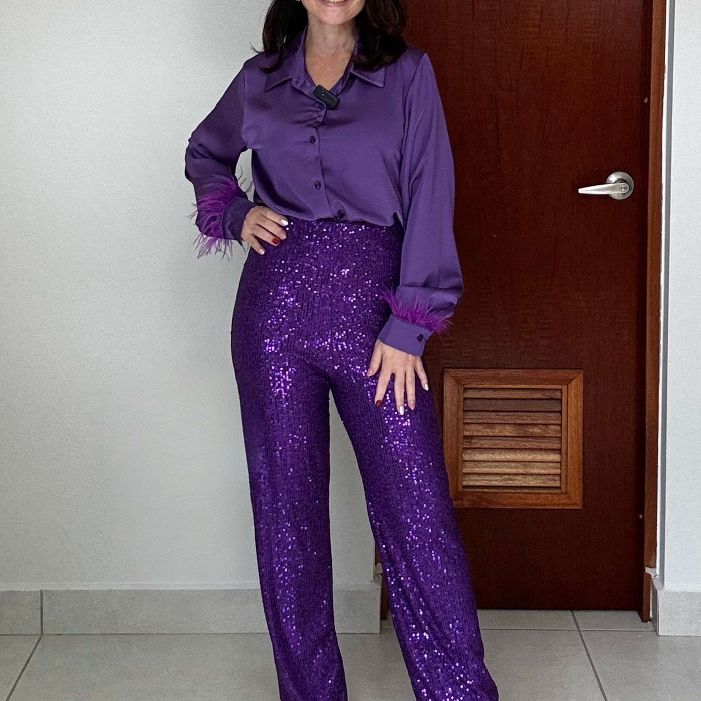 Pantalón lentejuelas violetas