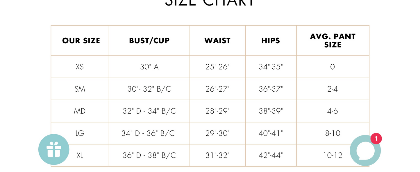 Size Chart Aragma swim